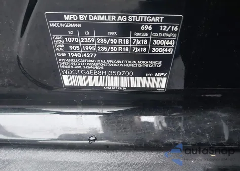 2017 Mercedes-Benz Gla 250 из США, поврежденный, VIN WDCTG4EB8HJ350700